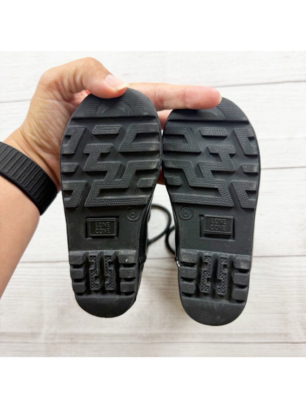 Lone Cone Black Rubber Rain Boots Waterproof Durable Easy Pull-On Handles 8 - Picture 5 of 6